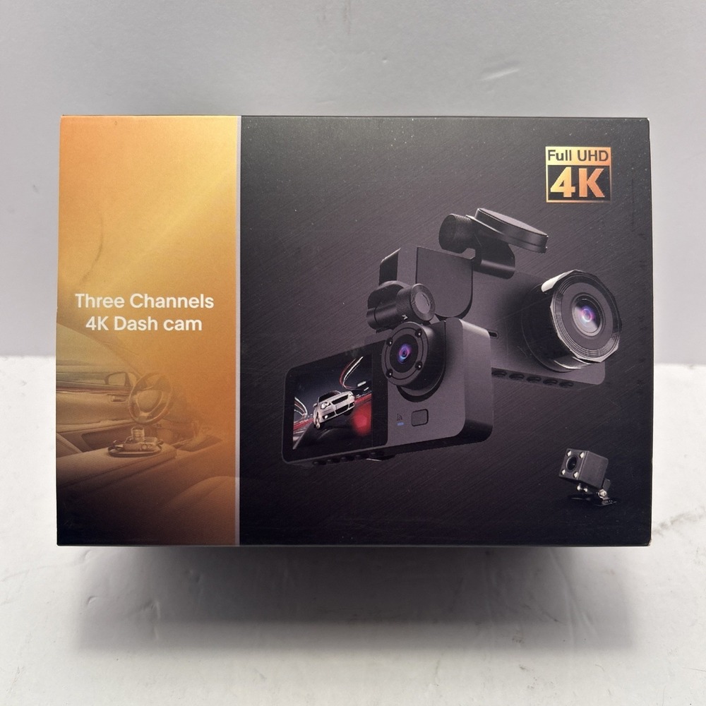 Three Channels 4K UHD Dash Cam with G-Sensor, Loop Recording, 170° Wide-Angle